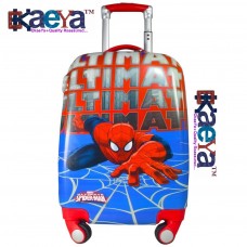 OkaeYa 18 Inch Spiderman Blue 2000Cms 4 Wheel Kids Hardsided Trolley Bag